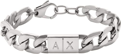 Armani Exchange Armband Für Männer, Länge: 190mm+35mm, Breite: 18mm, Höhe: 11.5mm Silbernes Edelstahlarmband, AXG0077040