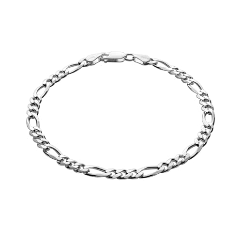 Herren-Armband aus massivem 925 Silber, 22 cm lang, nickelfrei, anlaufgeschützt, mit Karabinerverschluss, Geschenkverpackung