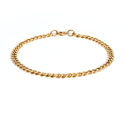 Made by Nami aus   Silber in versch. Größen & Farben   Cuban Link   Dezenter   Geschenk Idee Ihn (Gold, 18 cm, 4 mm)