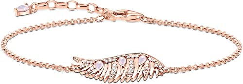 Thomas Sabo Damen Armband Phönix-Flügel mit rosa Steinen roségold, 925 Sterlingsilber mit 750er Roségold-Vergoldung, Länge: 16-19 cm, A2070-323-9-L19V