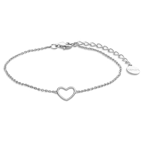 XENOX® LOVE STORY Armband - Damen Armband aus hochwertigem 925/- Sterlingsilber mit Herz-Anhänger | XS1757