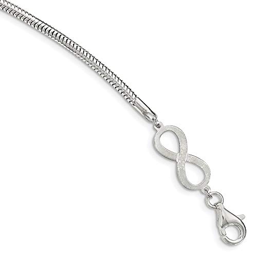 Sterling Silber Damen-Armband mit Infinity-Zeichen-Form, 7,5 cm