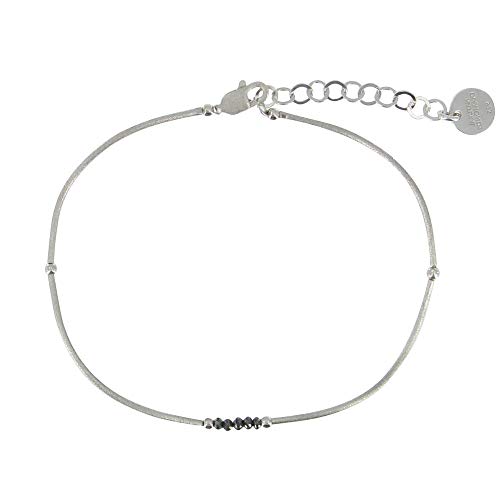 LES POULETTES BIJOUX - Schwarze Farbe Diamanten und Silber Armband