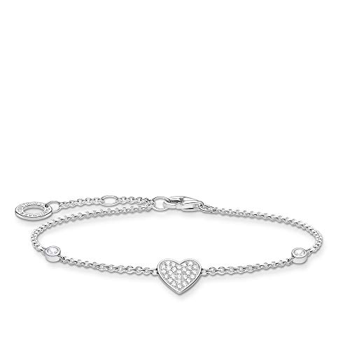 Thomas Sabo Armband Herz mit Steinen silber, 925 Sterlingsilber, 16-19 cm Länge