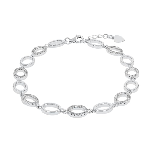 Amor Armband 925 Sterling Silber Damen Armschmuck, mit Zirkonia synth., 18+2 cm, Silber, Kommt in Schmuck Geschenk Box, 2022044