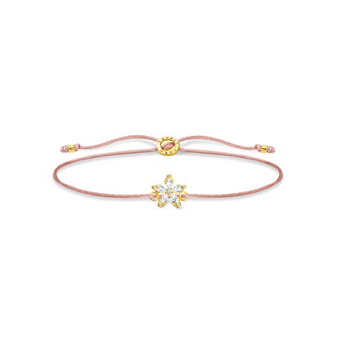 THOMAS SABO Damen Armband Little Secret Gold Blume weiße Steine 925 Sterlingsilber LS119-379-19-L20V