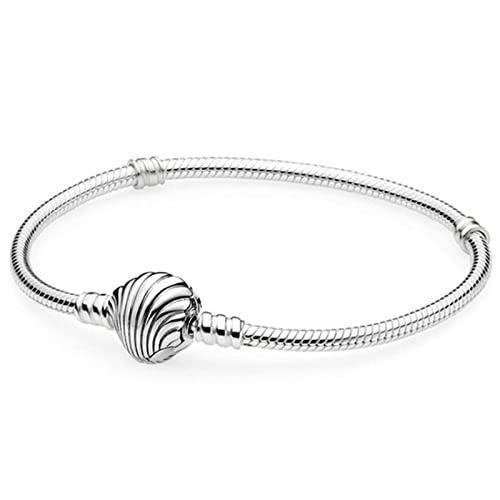 linyutech Armband Damen Double Wrap Freehand Herz Sternschließe Schlange Kette Armband Fit Pandora 925 Sterling Silber Bangle Perle Charme DIY Schmuck Armband (Color : 11, Size : 16cm)