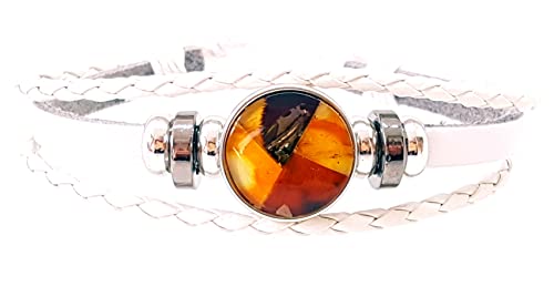 Ambermilana Leder Armband MIT Bernstein BALTISCHEN Bernstein/Herren Damen Unisex