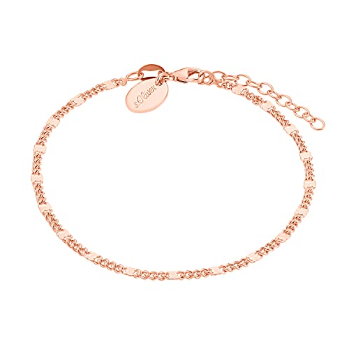 s.Oliver Armband 925 Sterling Silber Damen Armband, 17+3 cm, Roséfarben, Kommt in Schmuck Geschenk Box, 2032869