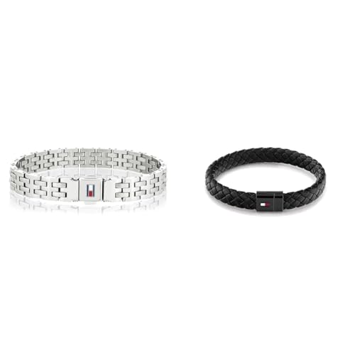 Tommy Hilfiger Jewelry Armband für Herren aus Edelstahl - 2701062 & Jewelry Armband für Herren aus Leder Schwarz - 2790331