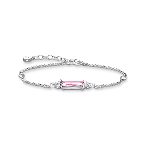 Thomas Sabo Damen Armband aus Sterling-Silber mit Zirkonia-Steinen in Weiß und Pink, Länge: 16cm-19cm, A2018-051-9-L19V