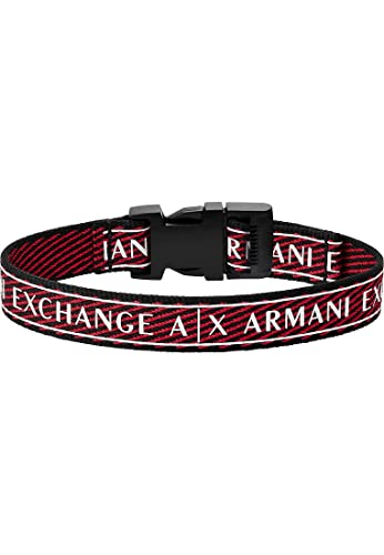 Armani Exchange Herren-Stoffarmband mit Logo, Innenlänge: 160-230mm / Schließe: 24x20x7mm, mit Box und Zungenverschluss