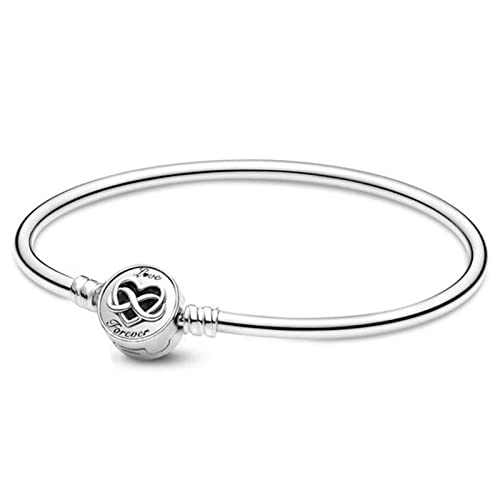 linyutech Armband Damen Double Wrap Freehand Herz Sternschließe Schlange Kette Armband Fit Pandora 925 Sterling Silber Bangle Perle Charme DIY Schmuck Armband (Color : 12, Size : 16cm)