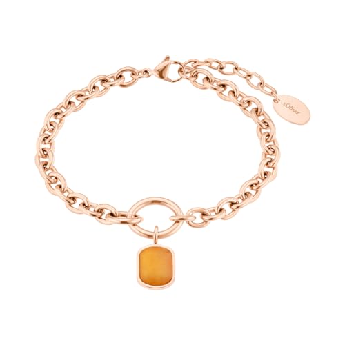 s.Oliver Armband Edelstahl Damen Armschmuck, mit Aventurin, 17+3 cm, Roségold, Kommt in Schmuck Geschenk Box, 2037971