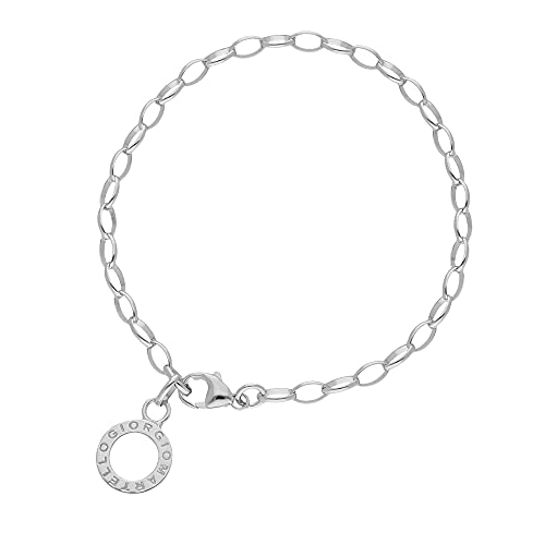 Giorgio Martello Milano Armband Mit Schriftzug Zum Einhängen Von Charms, Silber 925 Silber, 16 Cm 925 Sterling Silber