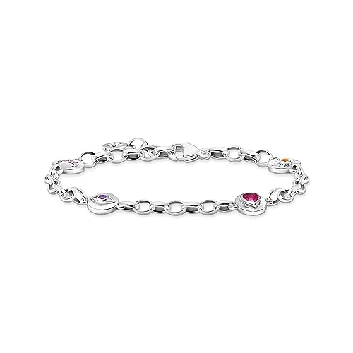 THOMAS SABO Damen Armband mit symbolischen Mond, Auge, Herz und Sonne Silber geschwärzt 925 Sterlingsilber, Geschwärzt A2138-640-7