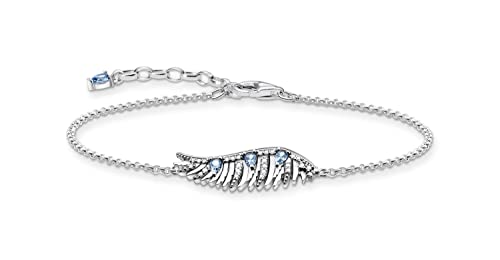 Thomas Sabo Damen Armband Phönix-Flügel mit blauen Steinen silber, 925 Sterlingsilber geschwärzt, Länge: 16-19 cm, A2070-644-1-L19V