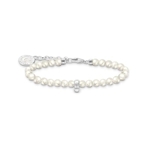 THOMAS SABO Damen Member Charm-Armband mit weißen Perlen Silber 925 Sterlingsilber, Kaltemail A2141-158-14