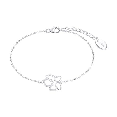 s.Oliver Armband 925 Sterling Silber Damen Armschmuck, 17+3 cm, Silber, Blume, Kommt in Schmuck Geschenk Box, 2033878