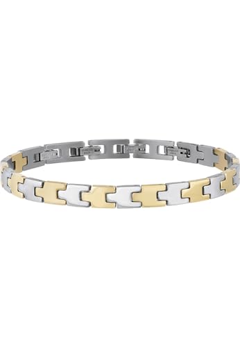 Breil, Herrenarmband Carve Collection, IP Gold Edelstahlarmband für Herren mit Glänzender Oberfläche und Individuellem Mittelelement, Verstellbare Länge von 22 cm bis 17 cm