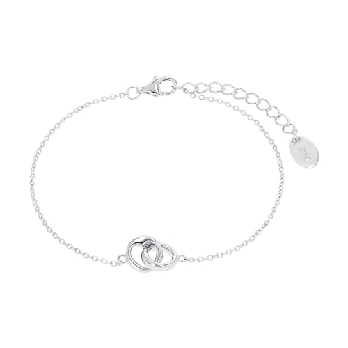 s.Oliver Armband 925 Sterling Silber Damen Armschmuck, 17+3 cm, Silber, Herz, Kommt in Schmuck Geschenk Box, 2035755