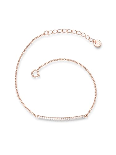 Glanzstücke München Damen-Armband Sterling Silber rosévergoldet Zirkonia weiß 17 + 3 cm - Silber-Armkettchen Roségold Freundschaftsarmbänder Armbändchen Silber 925