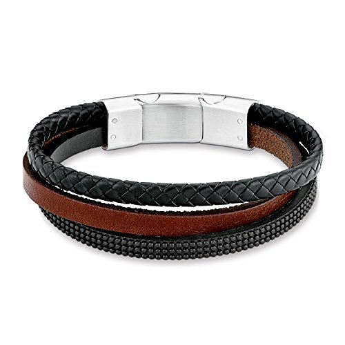 s. Oliver Herren-Armband Lederarmband Edelstahl Leder 21 cm - 540667