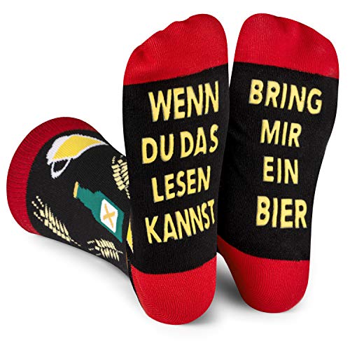 Lavley Wenn Du Das Lesen Kannst Bring Mir Bier Lustig Socken für Frauen und Männer Weihnachtsgeschenke Lustig