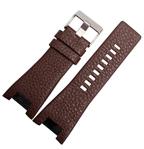 AEMALL Für Diesel DZ1216 DZ1273 DZ4246 DZ4247DZ287 Armbänder schwarz braun Echtes Lederarmband 32 x 17 mm Spezielle Herrenbänder (Farbe: 21 mm, Größe: 32-17 mm)