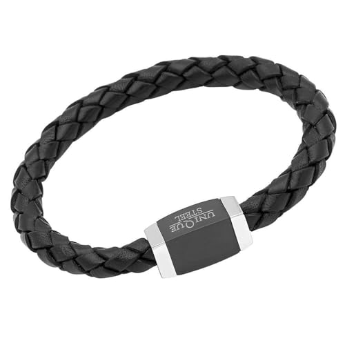 Unique Geflochtenes Leder Armband schwarz LB0299 (Länge: 19cm)