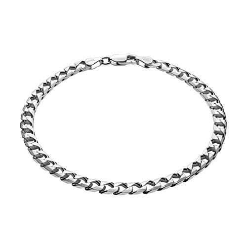 Herren-Armband aus massivem 925 Silber Panzerkette, 21 cm, anlaufgeschützt, nickelfrei, inklusive Schmuckbox, Geschenk für Männer