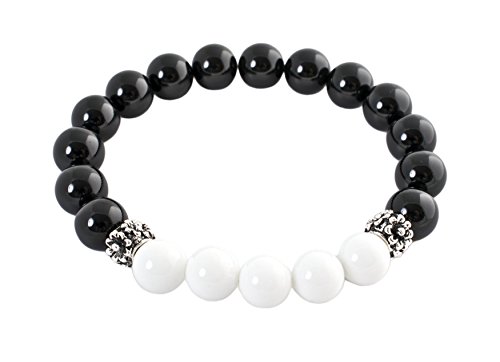 Geralin Gioielli Herren Armband Achat Onyx Buddhistische Gebets Perlen Mala Buddha Tibet Yoga Armreif