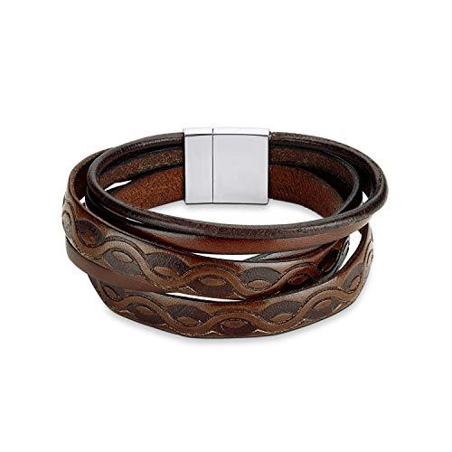 s.Oliver Herren-Armband Edelstahl Leder 21 cm