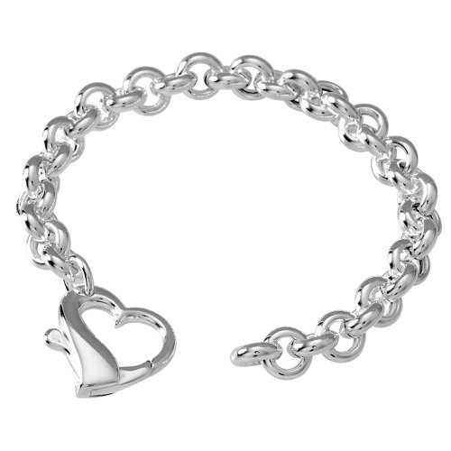 Vinani Damen Armband 925 Silber - Armband mit Herz-verschluss für Frauen aus 925 Sterling Silber - AHSL