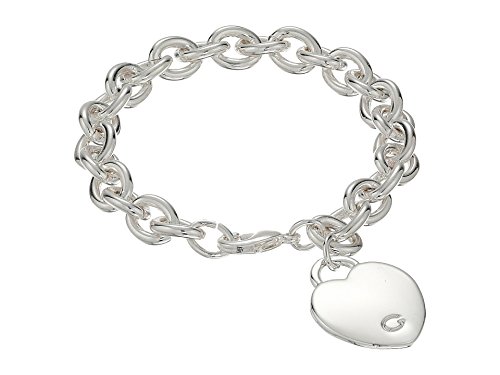 GUESS  Basic  Silver G Logo Heart Link Bracelet, 7.5 