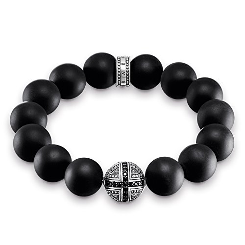 Thomas Sabo Herren-Armband Power Bracelet Kreuz 925 Silber Glas schwarz 18 cm - A1572-705-11-L18