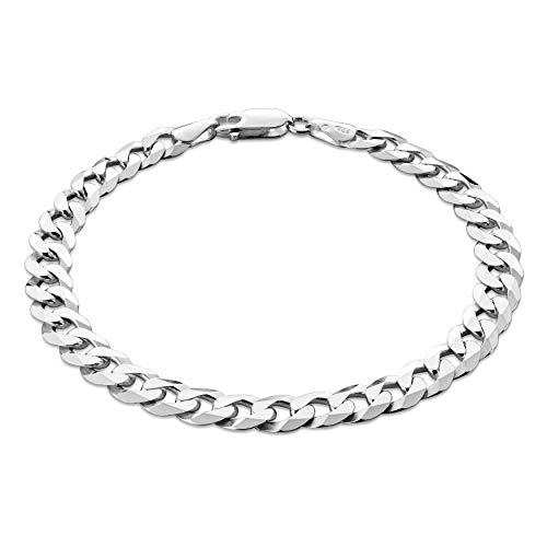 Herren-Armband aus massivem 925 Silber, 21 cm, Panzerkette, nickelfrei, anlaufgeschützt, mit Schmuckbox