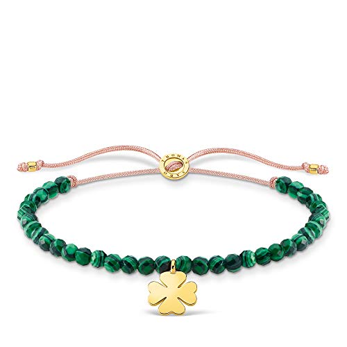 Thomas Sabo Armband grüne Perlen mit Kleeblatt gold vergoldetes Silber A1983-140-6-L20V