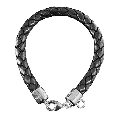 Thomas Sabo Damen-Charm Lederarmband schwarz geflochten mit einem gebrandeten 925 Sterling silber Breite: 0.6 cm X0053-008-11-S