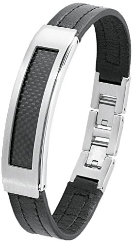 S.Oliver Herren-Armband Edelstahl Leder 21.5 cm - 508001